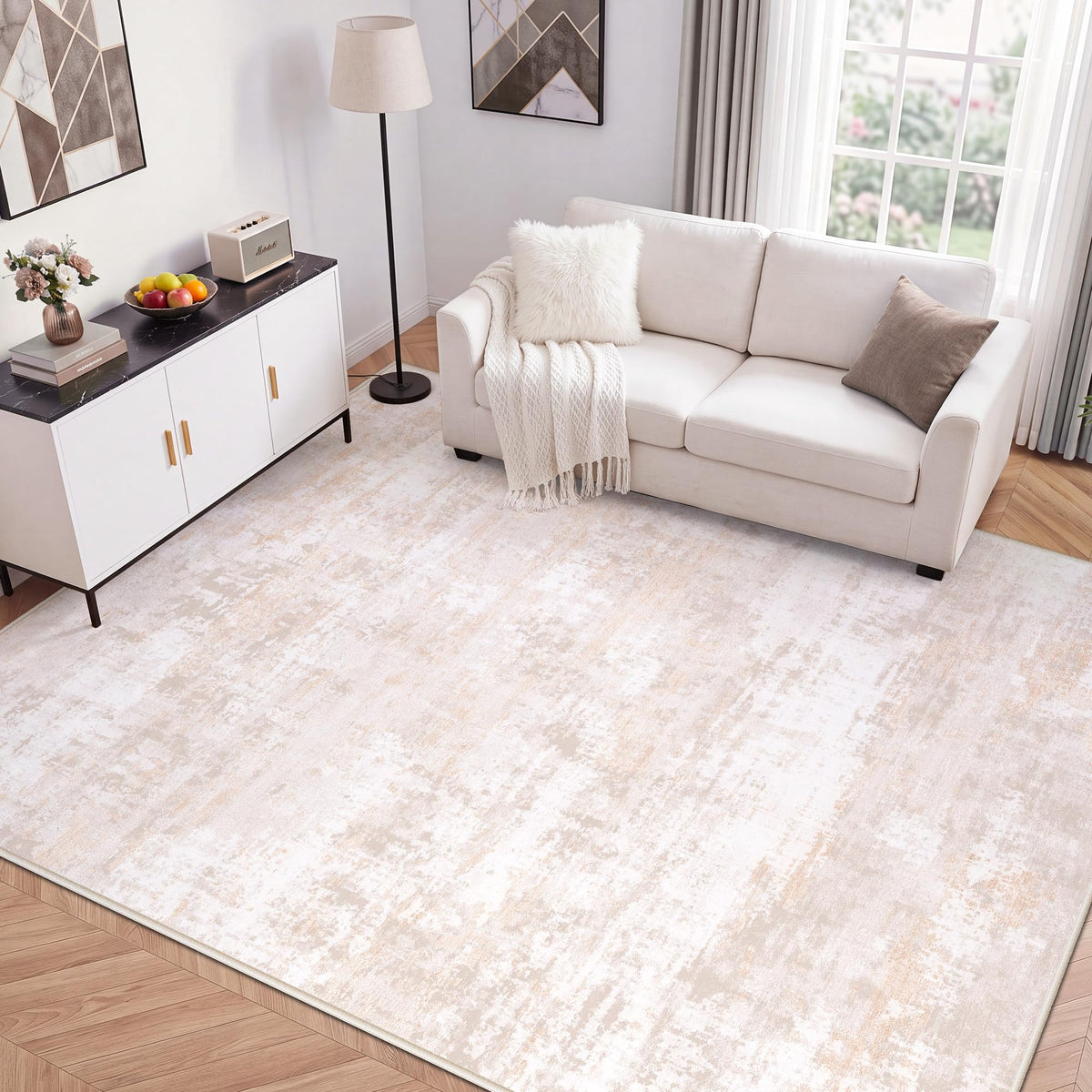 LIVELYGLOW 5x7 Washable Abstract Area Rug, Small Indoor Bedroom Dorm Rug