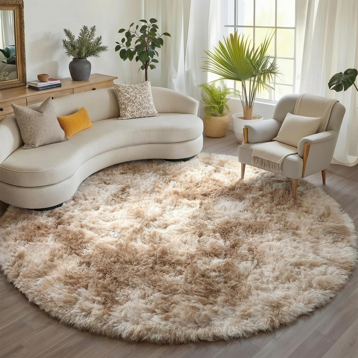 Area Rugs for Bedroom Living Room, 4x6 Fluffy Grey and Black Geometric Rug