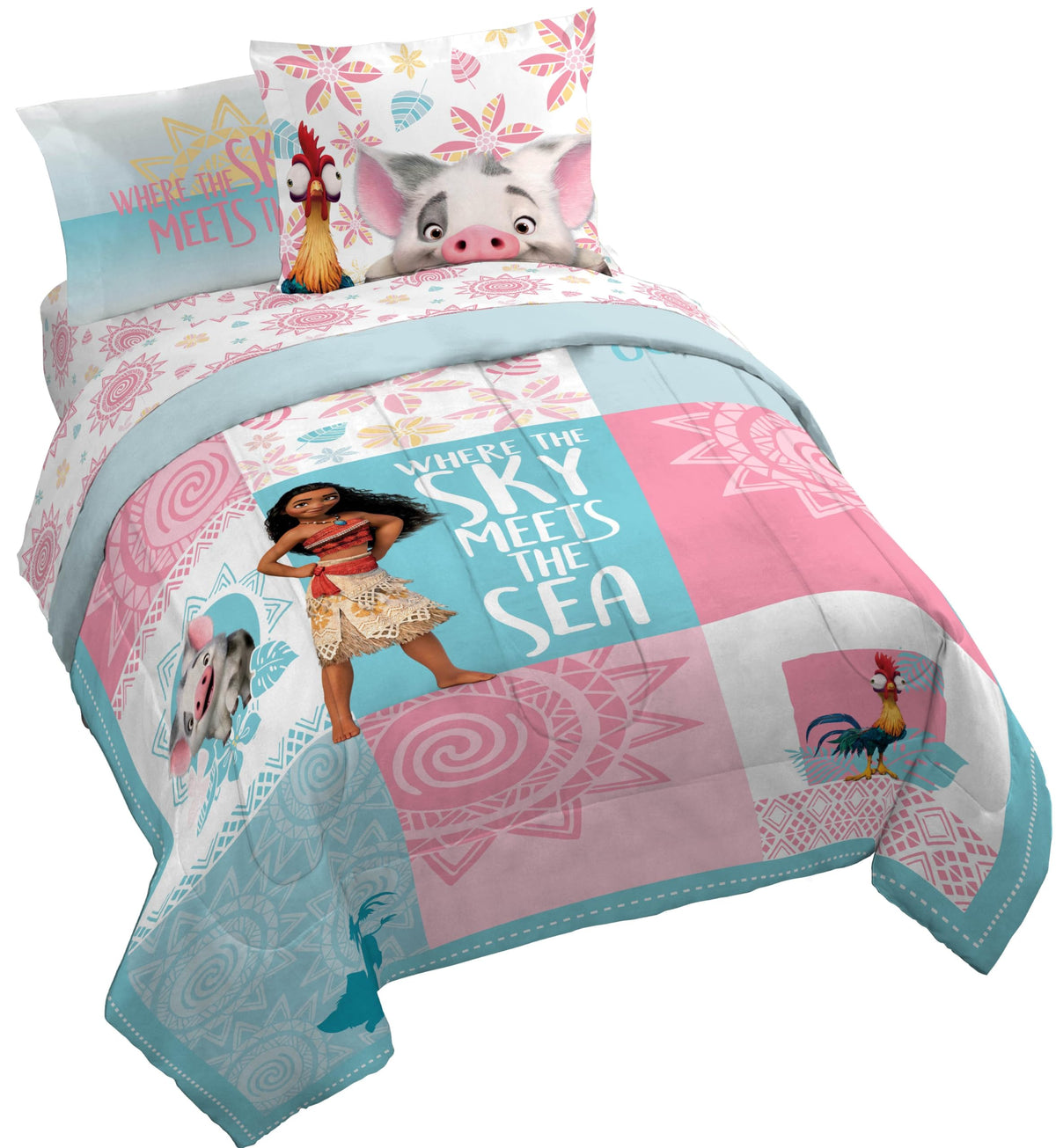 Disney Frozen Kids Full Comforter Set 7 Piece Bed in a Bag, Purple