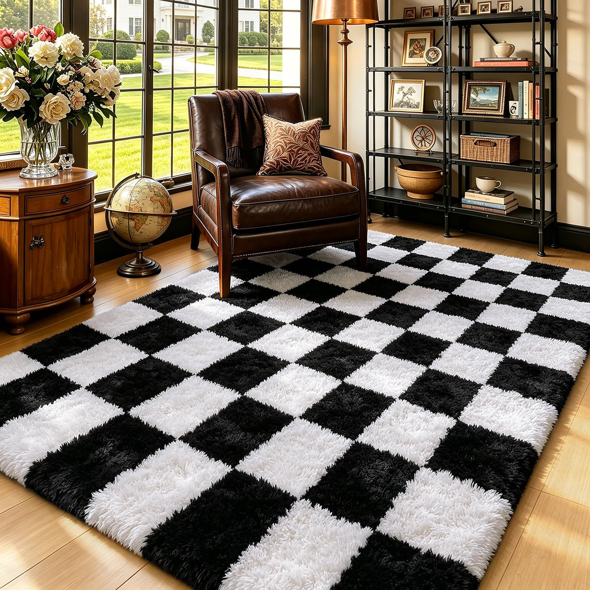 4x6 Beige Rug for Bedroom, Fluffy Shag Area Rug Small Rug Bedroom Carpet