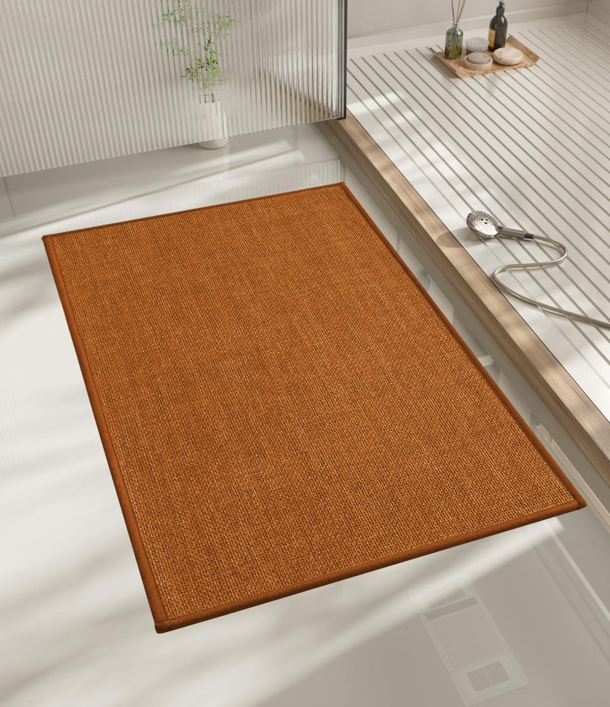 chakme Bathroom Rugs Mat 24x17, Ultra Thin Non Slip Bath Mat Small Quick Dry Absorbent Bath Mat for Bathroom Floor, (Dark Beige, 24"x17")
