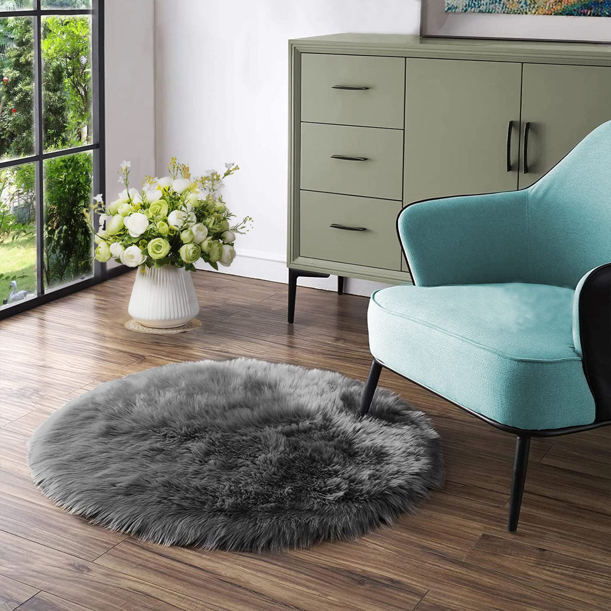 Latepis White Faux Fur Sheepskin Rug 4x6 for Living Room, Fuzzy Rugs Fluffy Washable Rug for Bedroom, Playroom, Luxury Room Decor, Rectangle