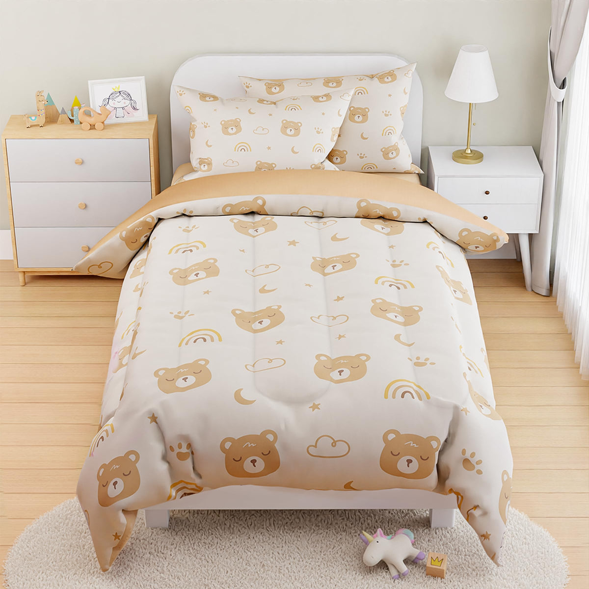 Woodland Animal Kids Bedding Set for Boys, Ultra Soft Microfiber Comforter Set Twin Size 3-Pieces, Comforters Bed Sets for Kid Tween Teen Bedroom Decor