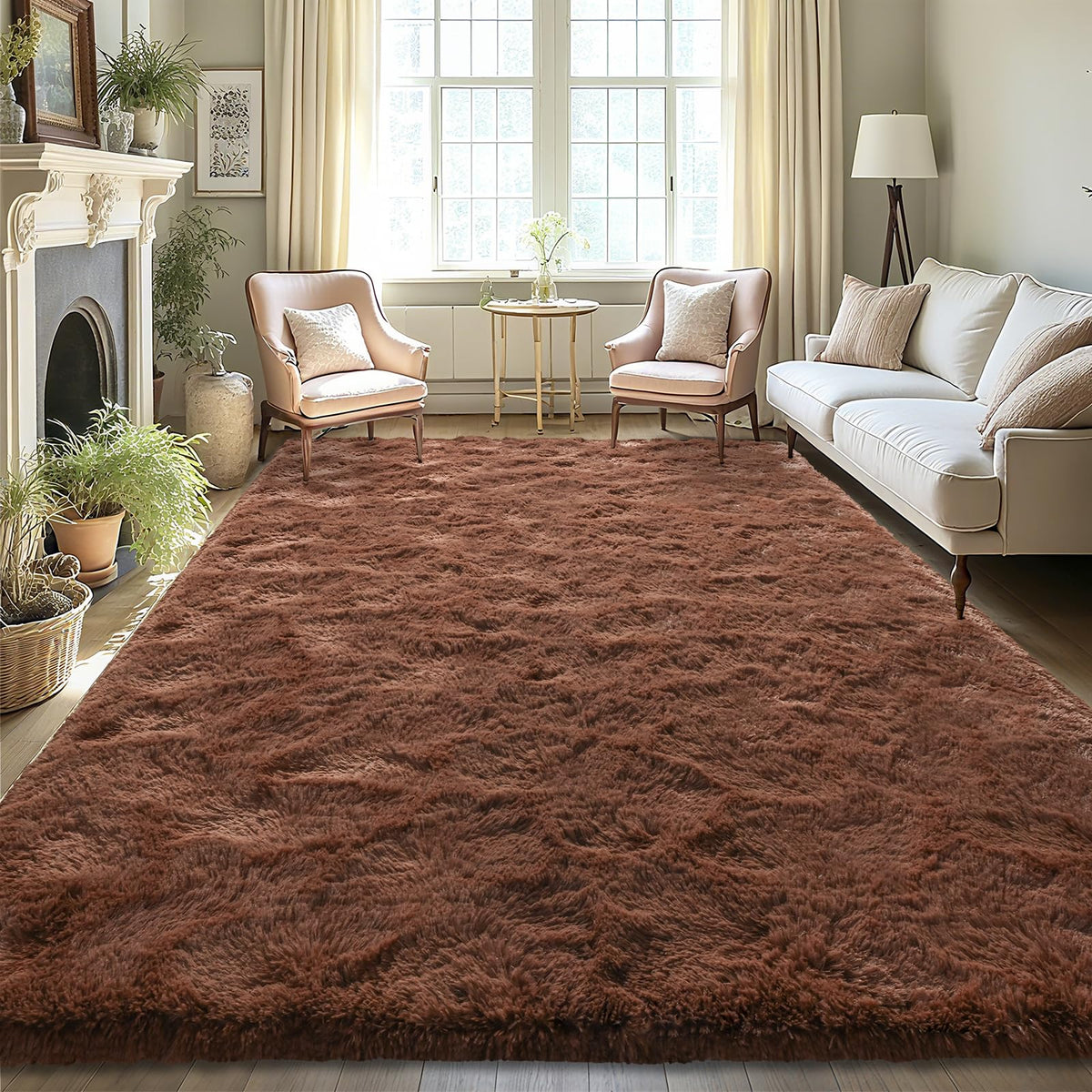 LOCHAS 4x6 Area Rugs Fluffy Living Room Carpets for Kids Bedroom, White