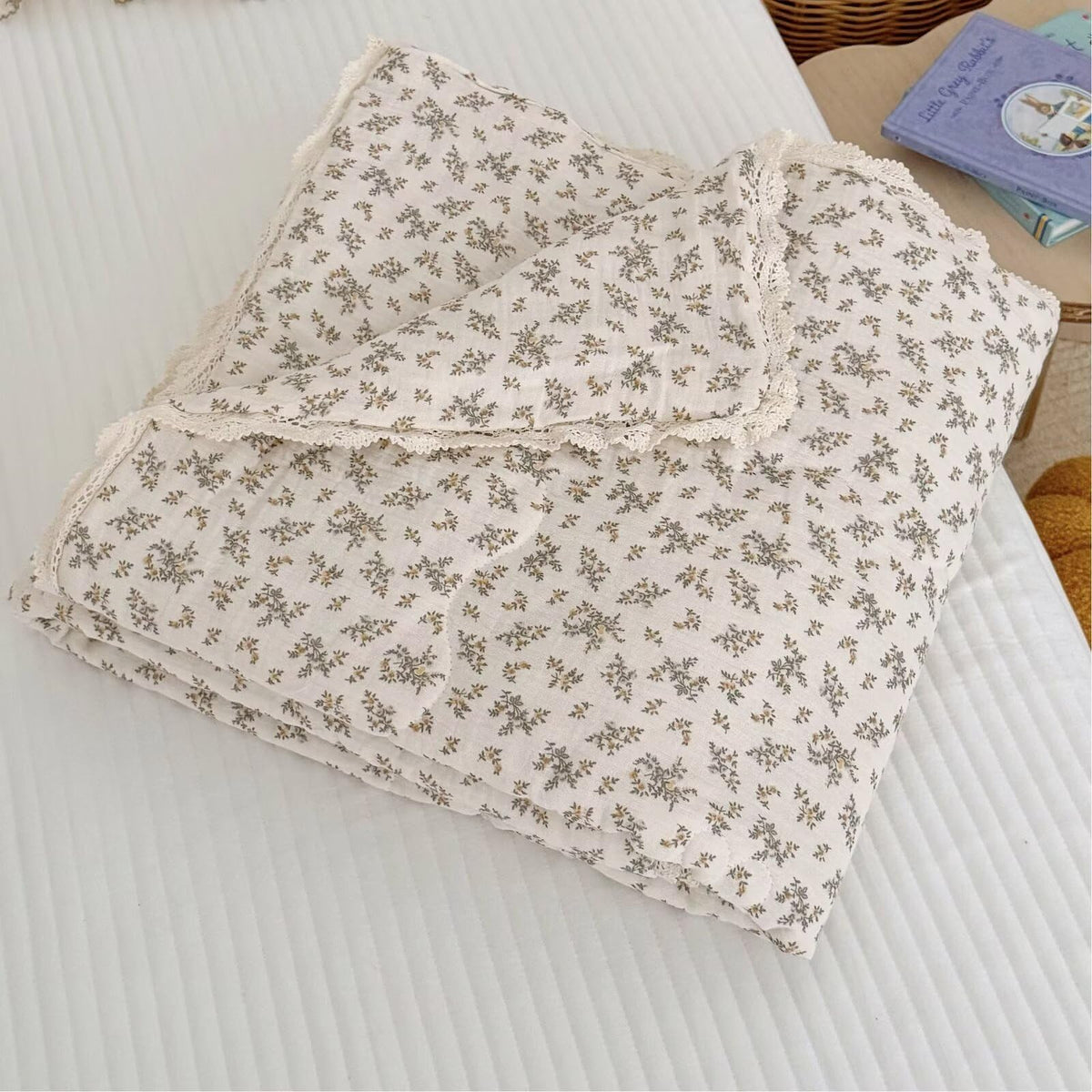 BuLuTu Carmine Flower Blanket for Girls Boys Muslin Cotton Toddler Quilt Kid Bed Soft Toddler Blankets Child Teen Bedding Decor Birthday Gifts, Camellia Pattern, 47x59 Inches