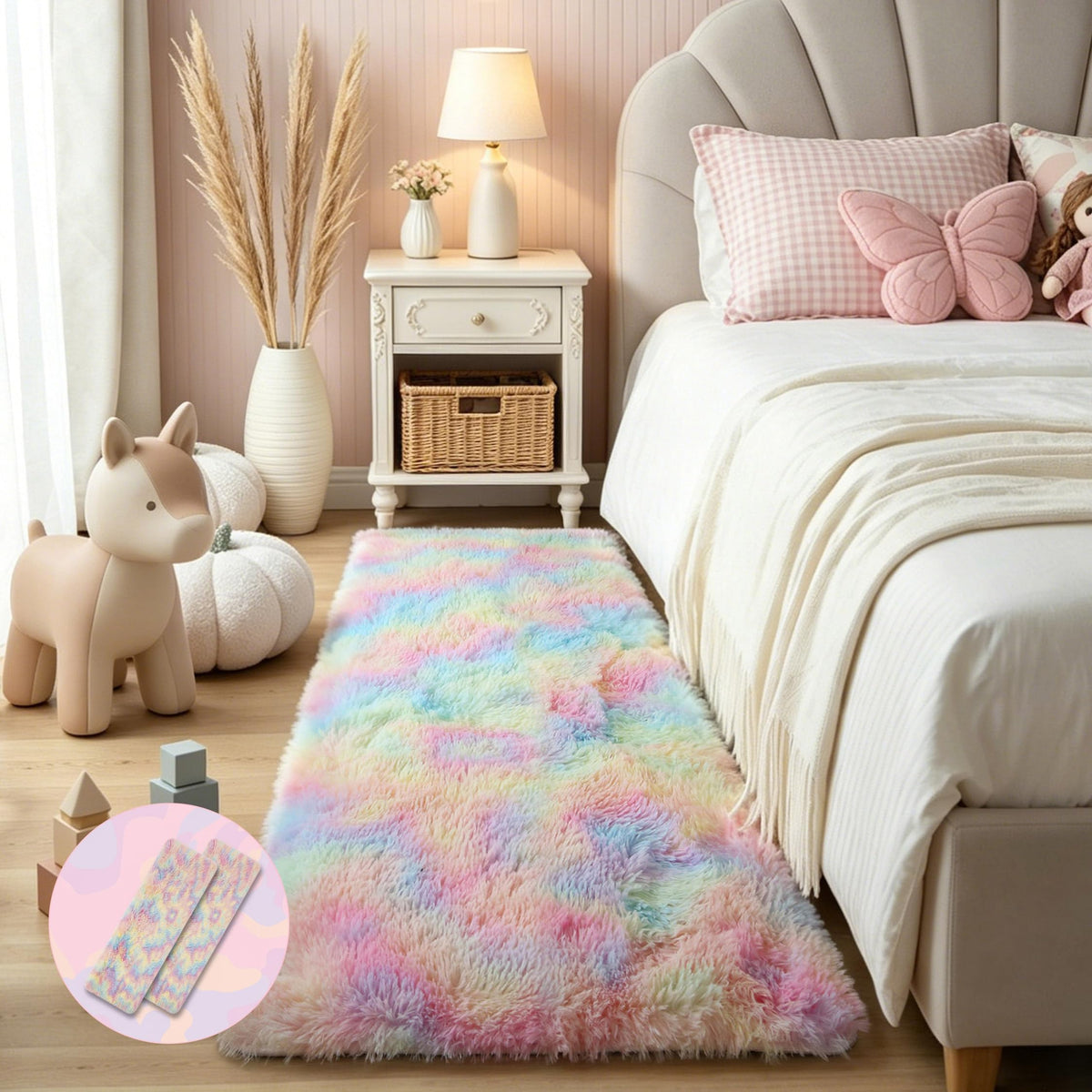 4x6 Light Grey Fluffy Shag Rug for Bedroom, Plush Washable Carpet