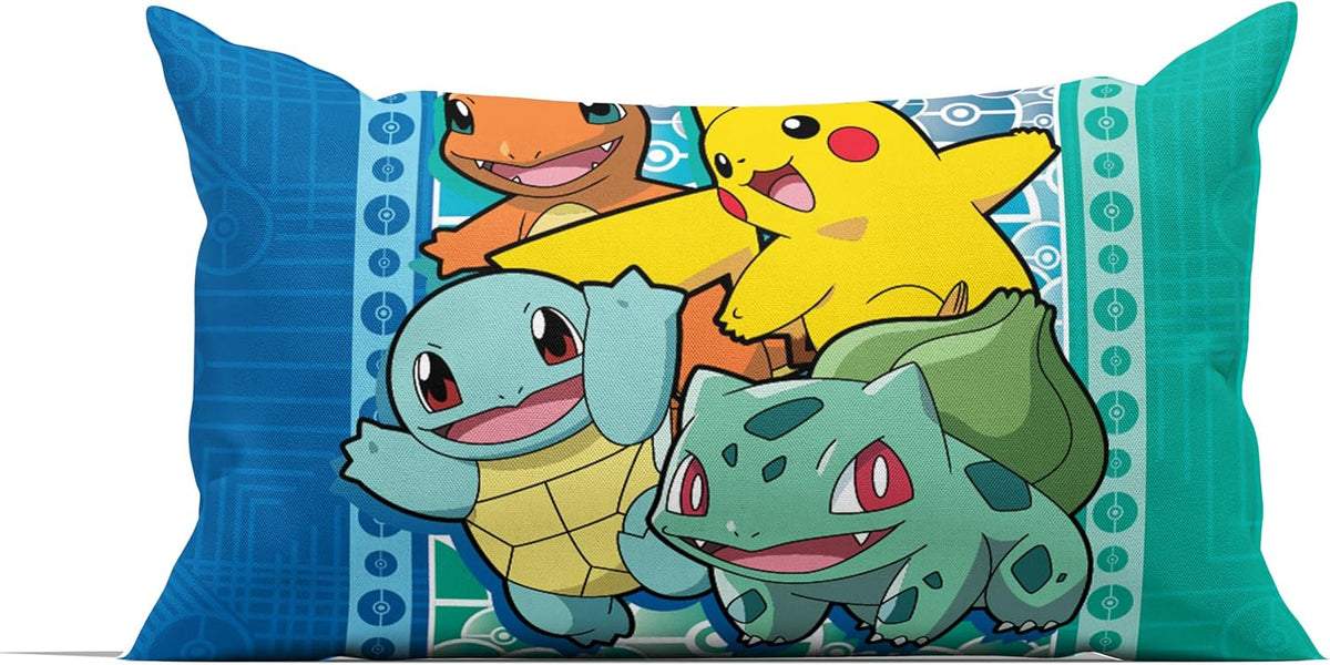 Northwest Pokemon First Starters Full Size Bed in a Bag Set, Pikachu Charmander Squirtle Bulbasaur, Kids Boys Girls Bedding Comforter Sheets