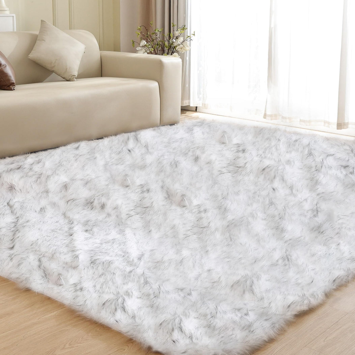 ORINOVA White Faux Sheepskin Fuzzy Fur Rugs for Bedroom Small Machine Washable Fluffy Area Rugs for Living Room 2x4 Shag Nursery Rug