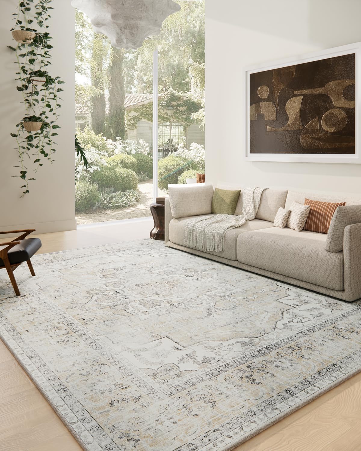 5x7 Area Rug for Living Room: Washable Bedroom Rug Non Slip Low Pile Carpet