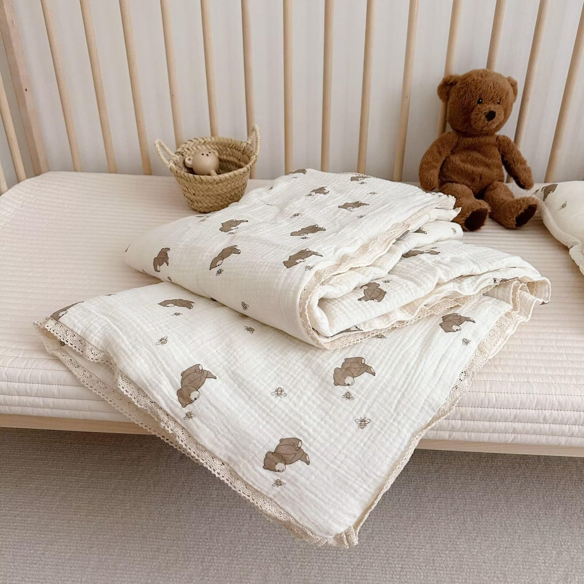 BuLuTu Carmine Flower Blanket for Girls Boys Muslin Cotton Toddler Quilt Kid Bed Soft Toddler Blankets Child Teen Bedding Decor Birthday Gifts, Camellia Pattern, 47x59 Inches