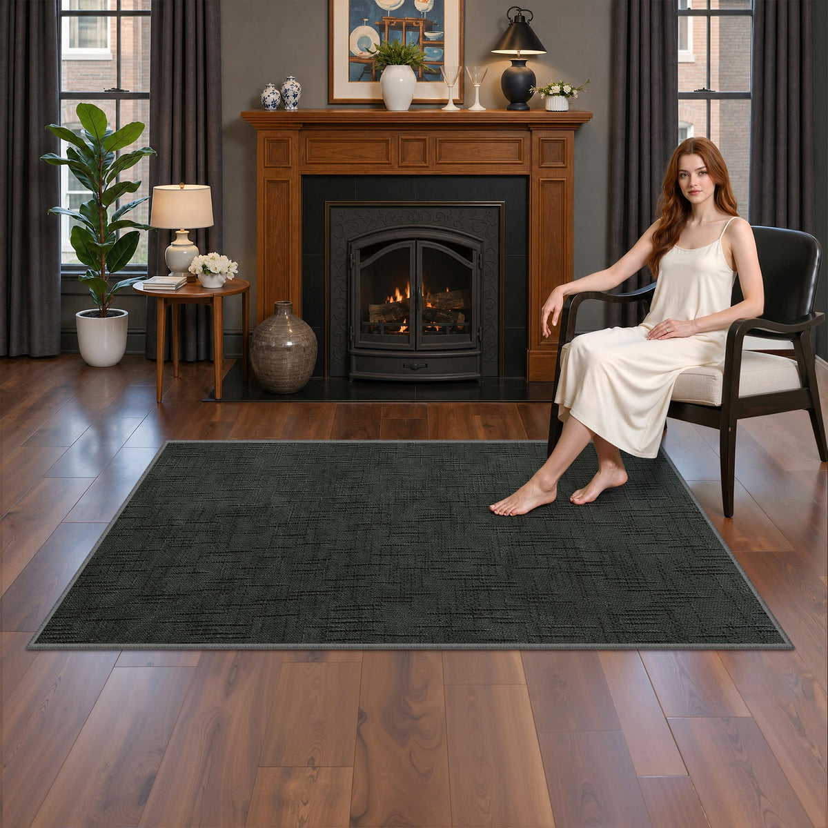 Valenrug Beige 8x10 Area Rugs for Living Room, Large Washable Rug Non Slip