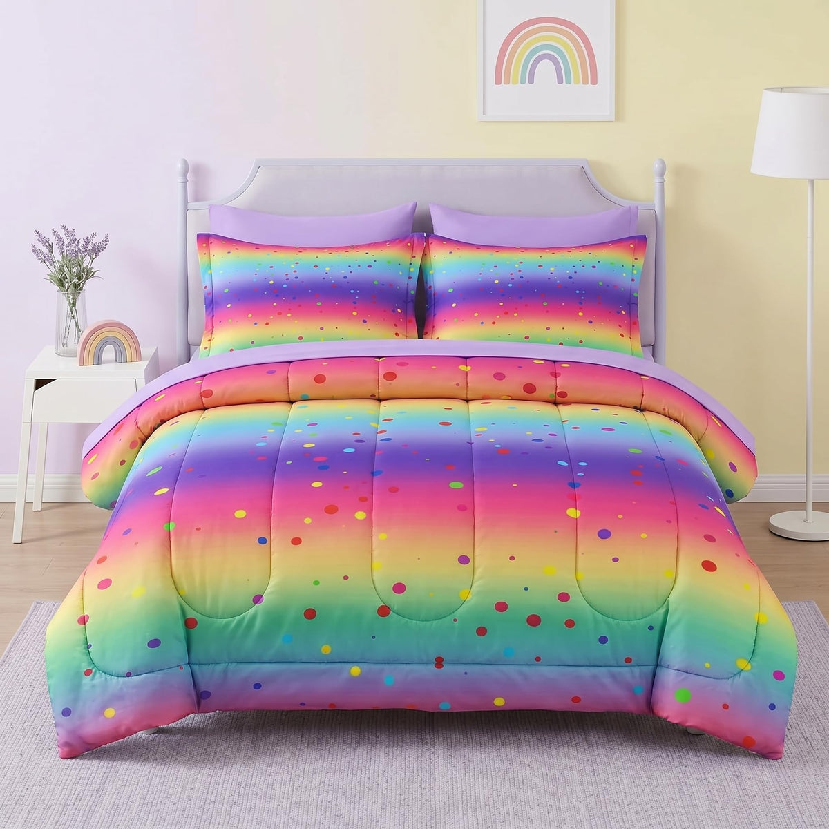 Pamnest Twin Comforter Set for Girls, 5 Pieces Butterfly Bedding Set