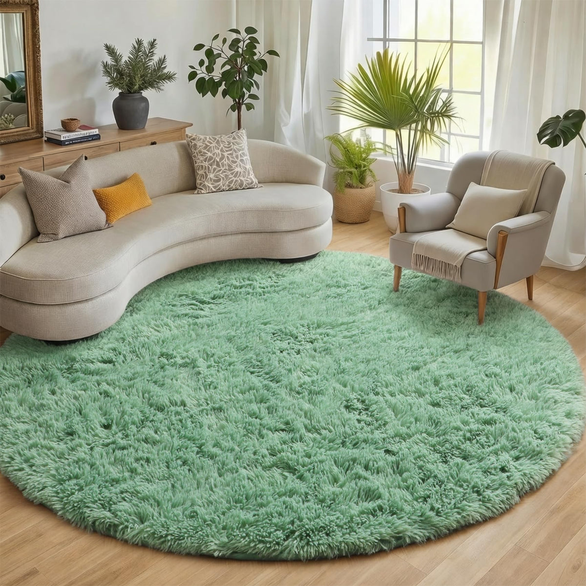 Area Rugs for Bedroom Living Room, 4x6 Fluffy Grey and Black Geometric Rug