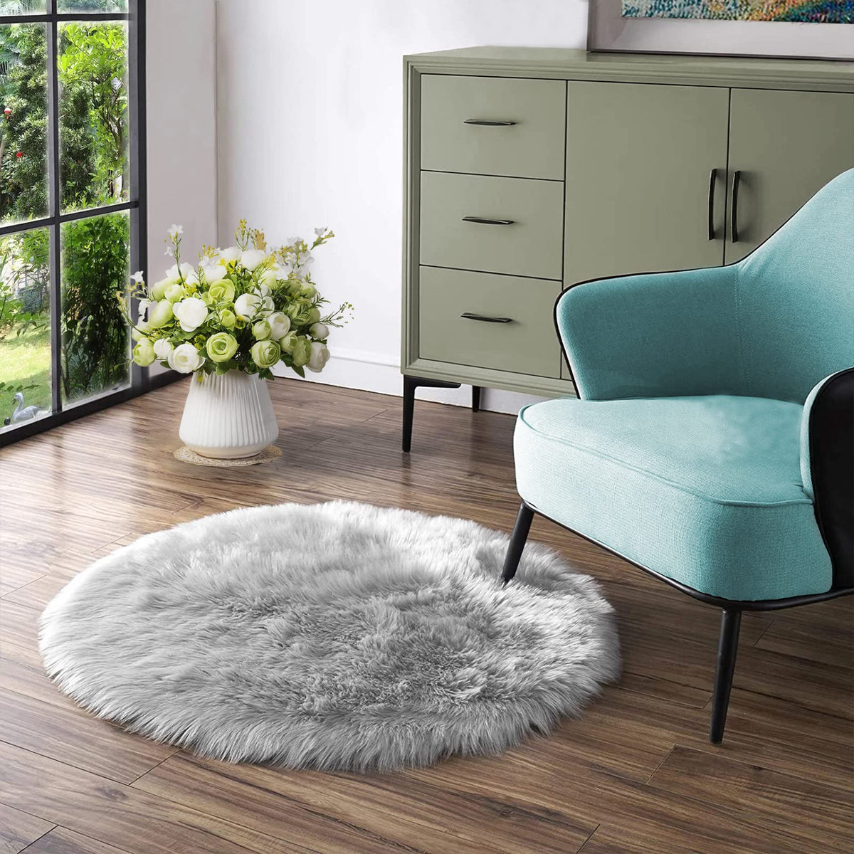 Latepis White Faux Fur Sheepskin Rug 4x6 for Living Room, Fuzzy Rugs Fluffy Washable Rug for Bedroom, Playroom, Luxury Room Decor, Rectangle
