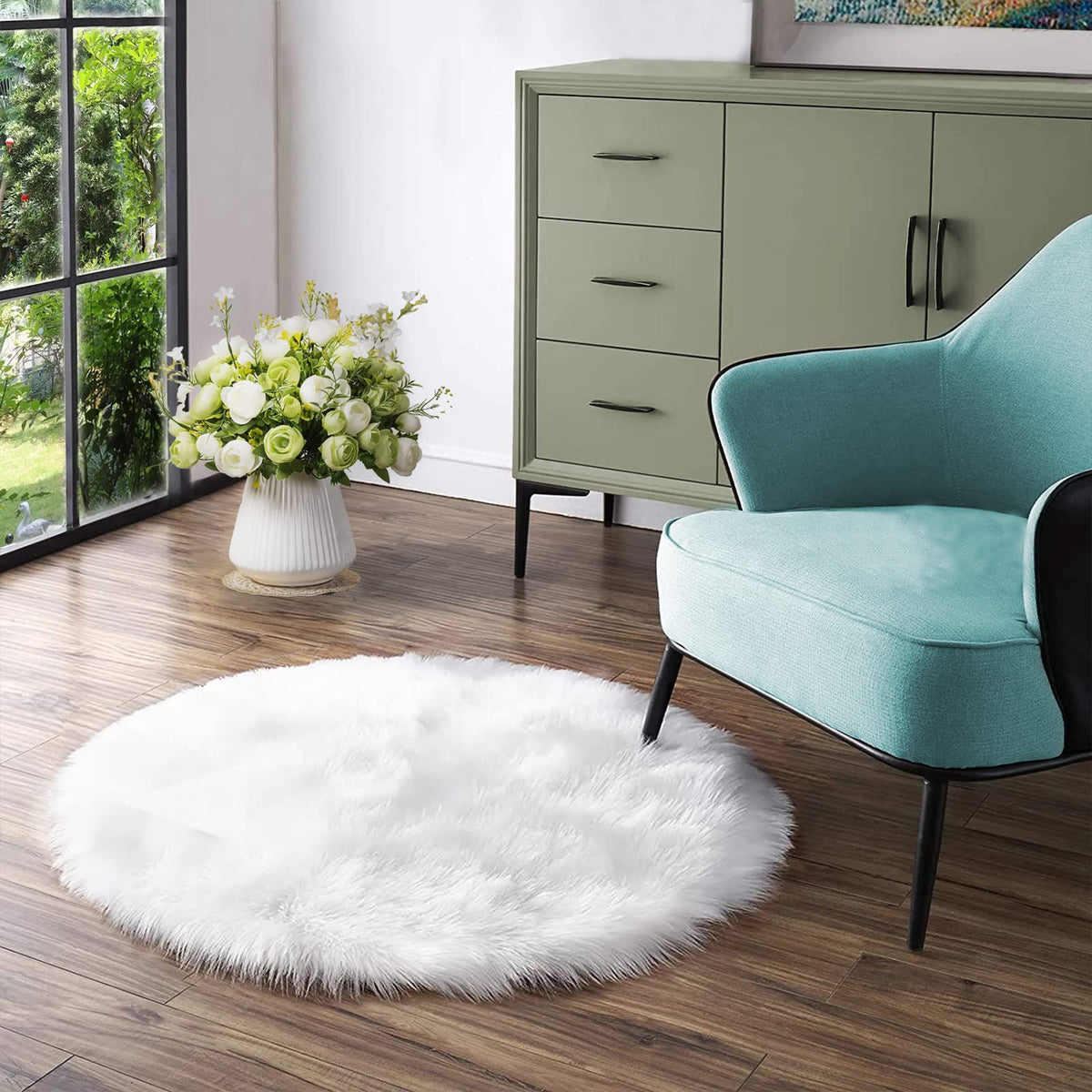 Latepis White Faux Fur Sheepskin Rug 4x6 for Living Room, Fuzzy Rugs Fluffy Washable Rug for Bedroom, Playroom, Luxury Room Decor, Rectangle