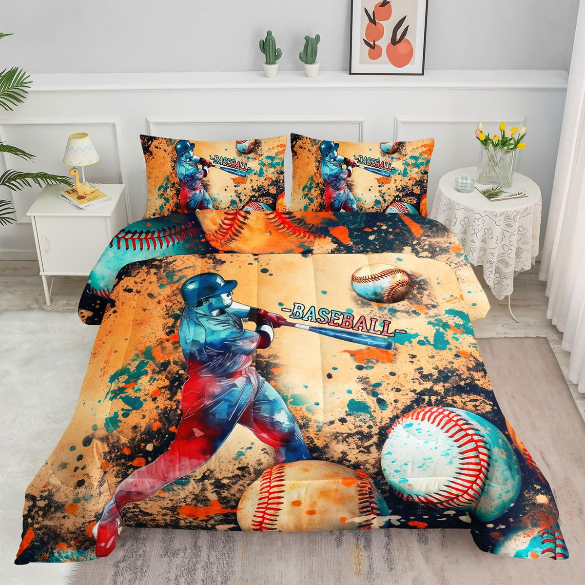 Kids Comforter Set Farm Theme Printed Pattern Bedding Set with 1 Comforter and 2 Pillowcases for Girls Boys Bedroom All Season(Farm Theme01 Twin)