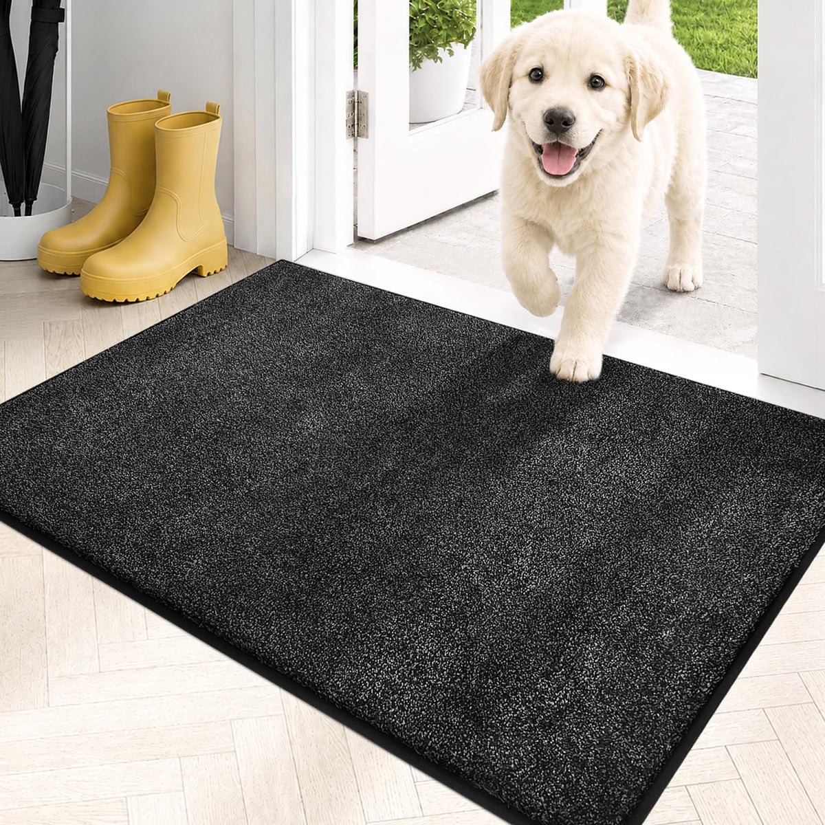 PURRUGS Dirt Trapping Indoor Door Mat, 20" x 31.5", Bluish Grey-Black