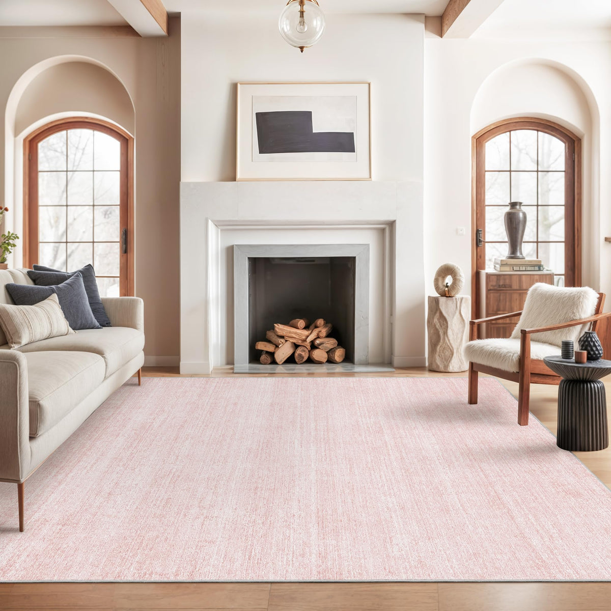Valenrug Beige 8x10 Area Rugs for Living Room, Large Washable Rug Non Slip