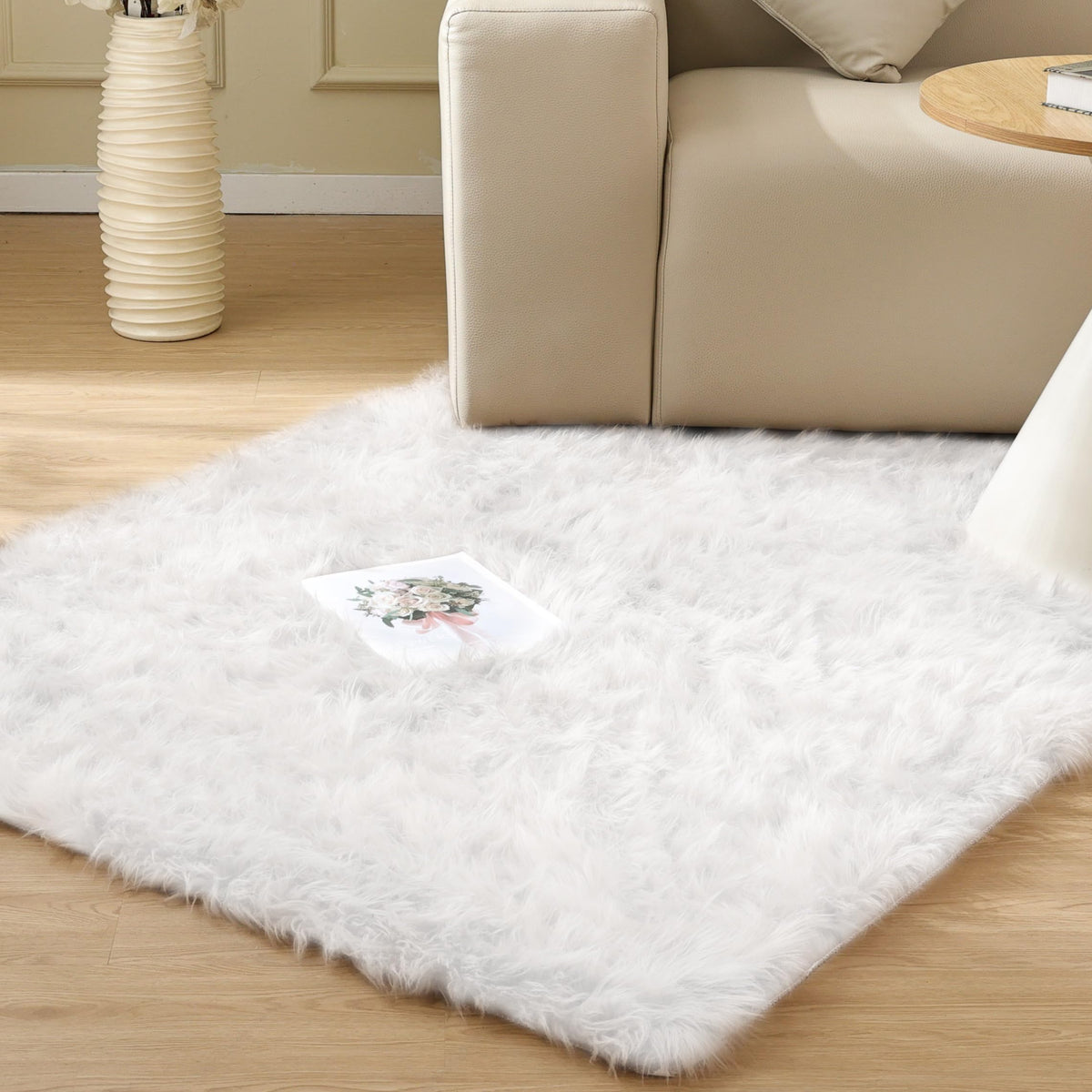 ORINOVA White Faux Sheepskin Fuzzy Fur Rugs for Bedroom Small Machine Washable Fluffy Area Rugs for Living Room 2x4 Shag Nursery Rug