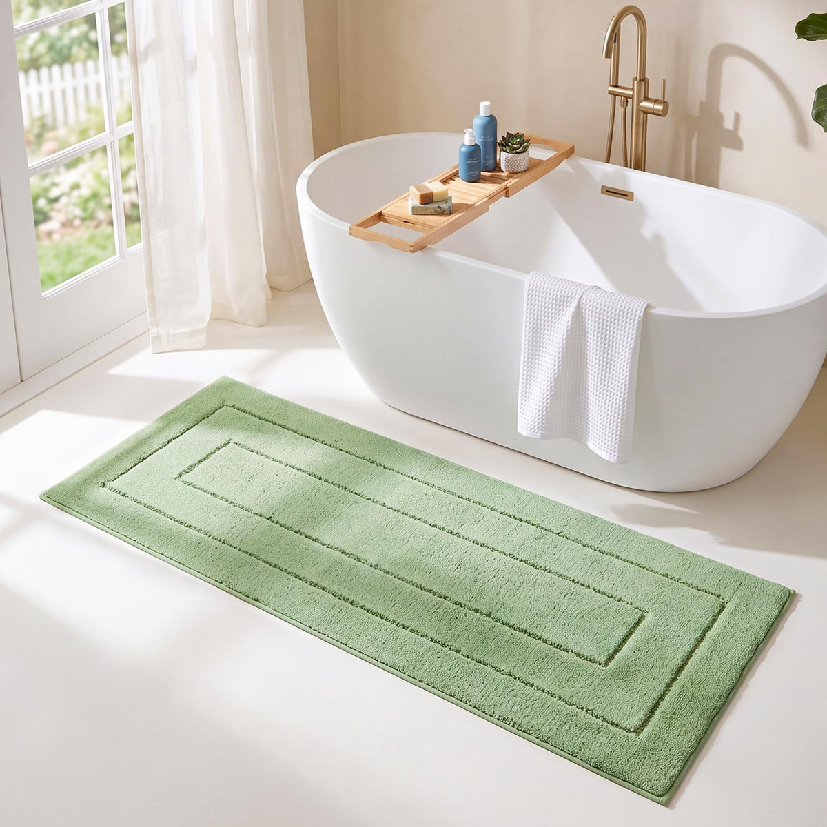 GRANNY SAYS Gray Bathroom Rug 16" x 24", Non-Slip Microfiber Bath Mat