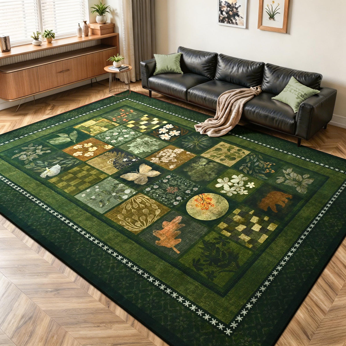 Tepook 4x6 Area Rugs for Living Room, Washable Large Geometric Bedroom Rug