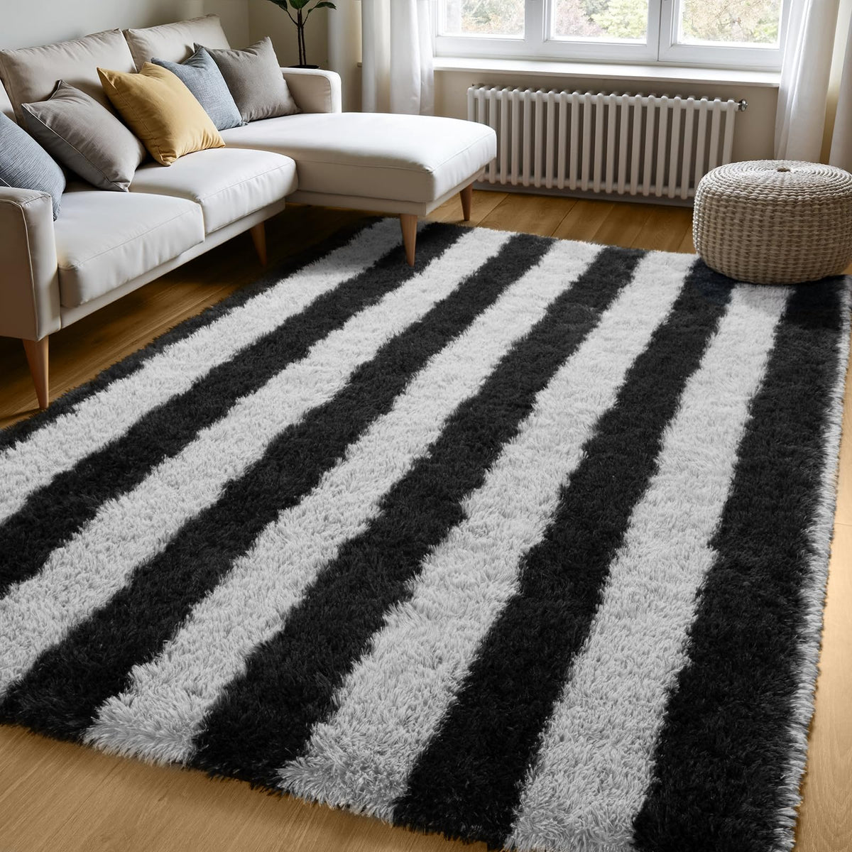 Zentavio Area Rugs for Living Room Grey Rugs for Bedroom 4x6 Carpet Fluffy Furry Soft Shag Aesthetic Plush High Pile Gray Throw Rug for Nursery Kids Room Dorm
