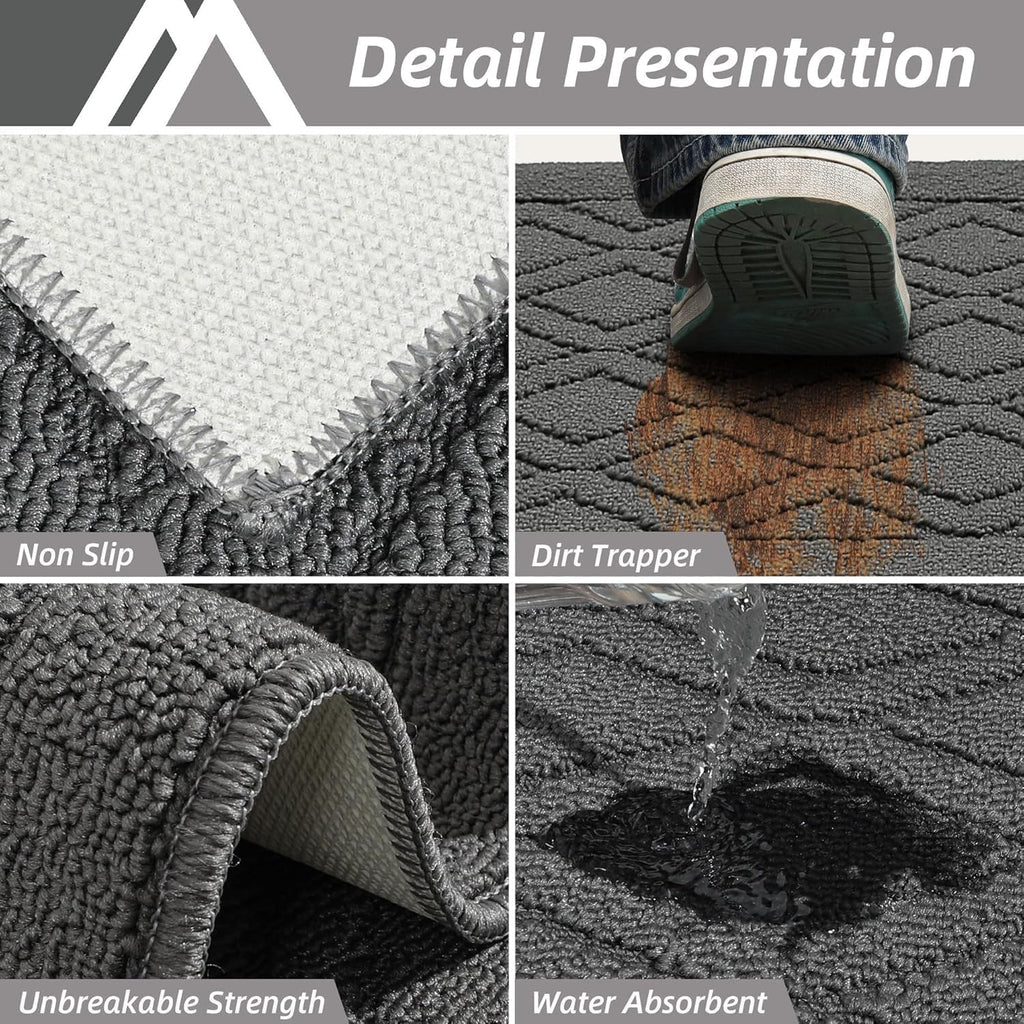 COSY HOMEER 48x20Inch/30X20Inch Kitchen Rug Mats,Grey