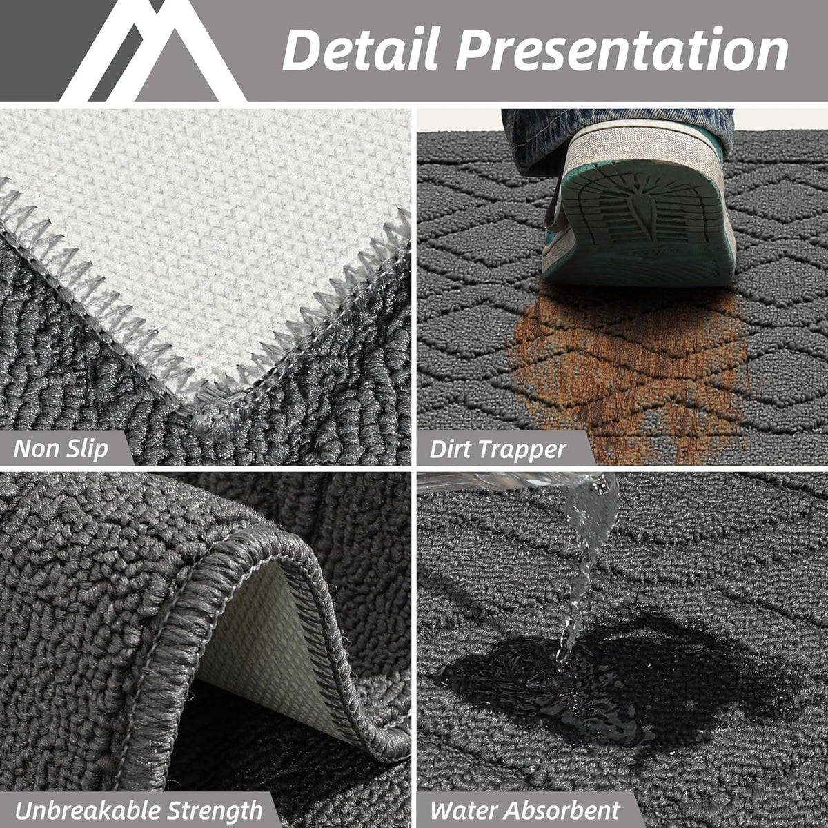 COSY HOMEER 48x20Inch/30X20Inch Kitchen Rug Mats,Grey