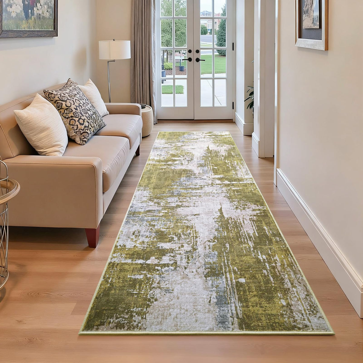 Living Room Rug 5x7 Gray Area Rug Machine Washable Boho Rug Non Slip Abstract Vintage Indoor Large Rugs for Bedroom, Classroom, College Dorm, Farmhouse, Dining Room, Kids Playroom