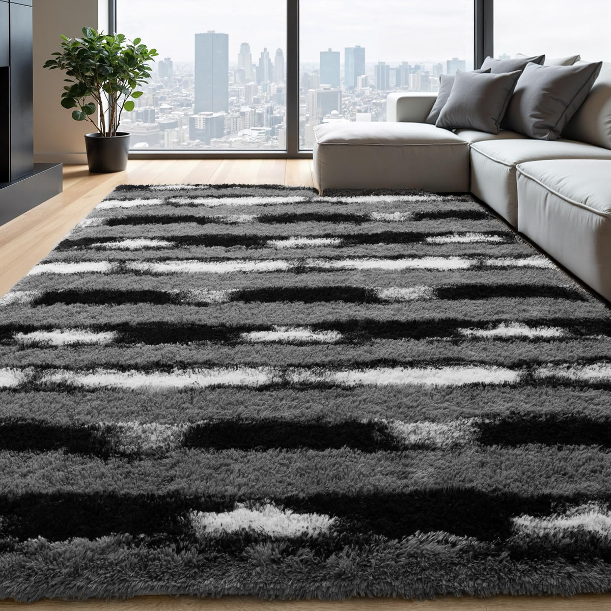 Zentavio Area Rugs for Living Room Grey Rugs for Bedroom 4x6 Carpet Fluffy Furry Soft Shag Aesthetic Plush High Pile Gray Throw Rug for Nursery Kids Room Dorm