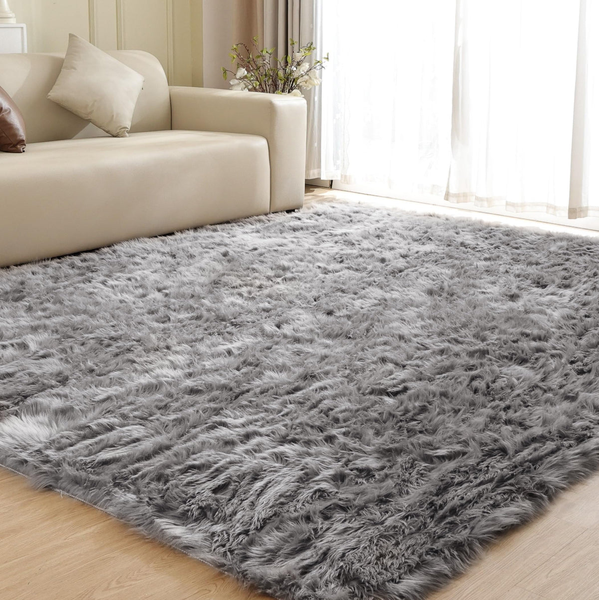 ORINOVA White Faux Sheepskin Fuzzy Fur Rugs for Bedroom Small Machine Washable Fluffy Area Rugs for Living Room 2x4 Shag Nursery Rug