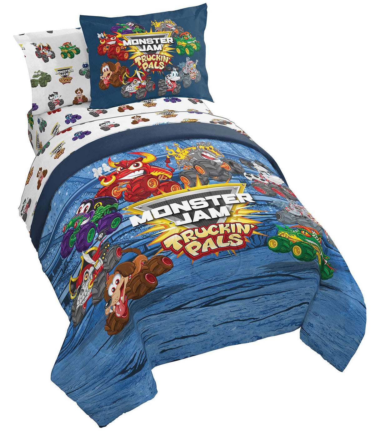 Jay Franco Kids Comforter Set Includes Sheets and Pillow Cover - Soft and Cozy Bed Set for Stylish Room Decor, Blue - Toy Story, 7 Piece Full