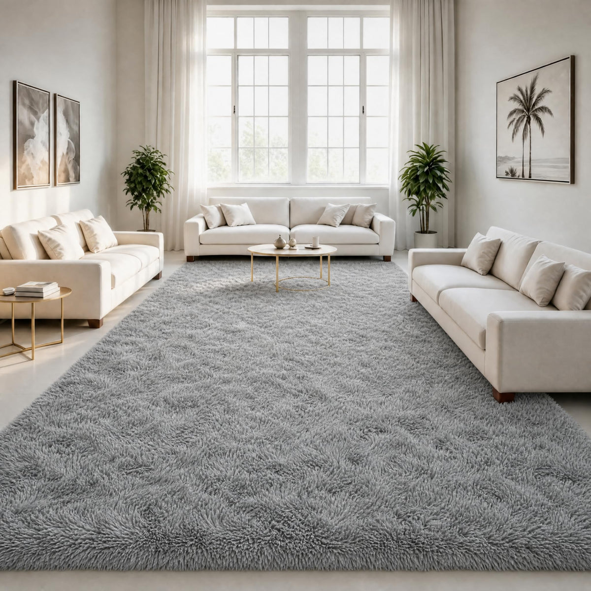 LOCHAS 4x6 Area Rugs Fluffy Living Room Carpets for Kids Bedroom, White