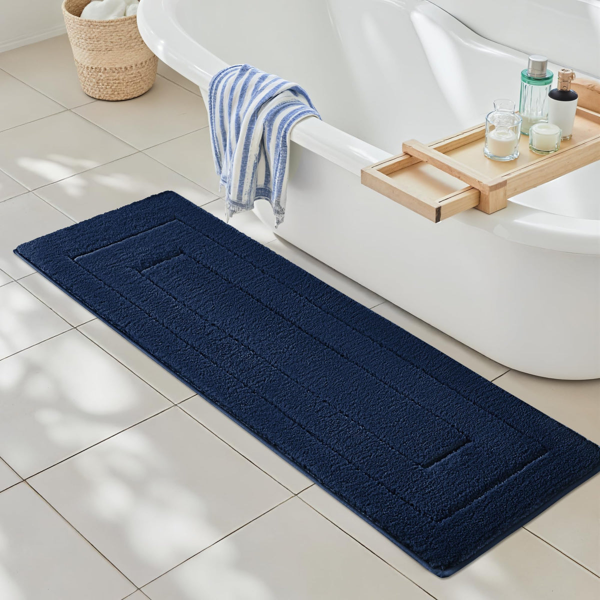 GRANNY SAYS Gray Bathroom Rug 16" x 24", Non-Slip Microfiber Bath Mat