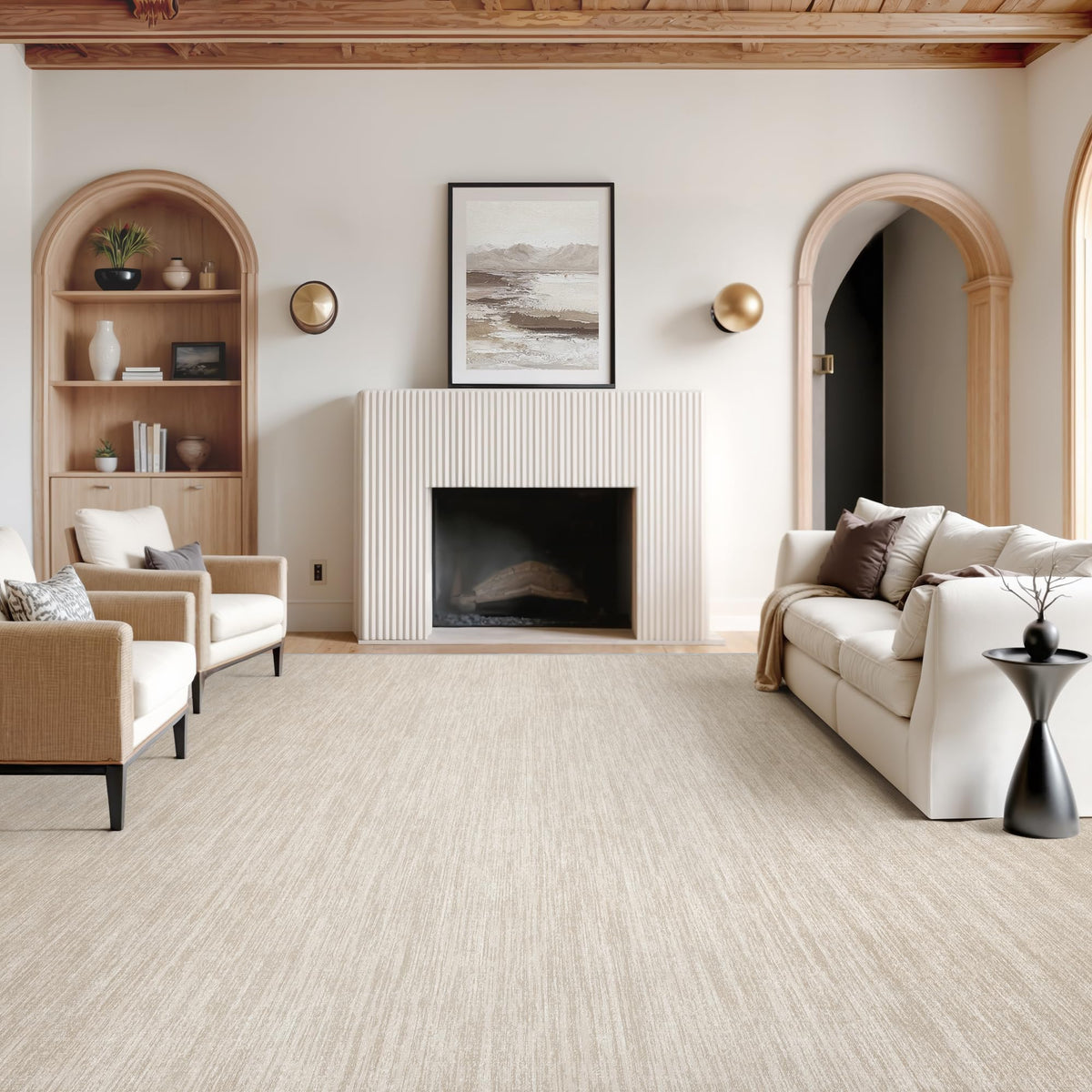 Valenrug Beige 8x10 Area Rugs for Living Room, Large Washable Rug Non Slip