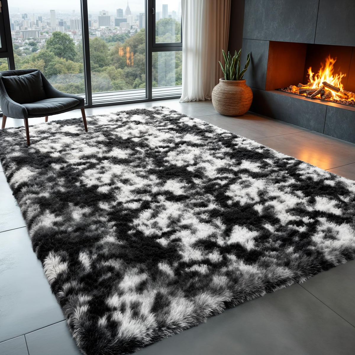 Zentavio Area Rugs for Living Room Grey Rugs for Bedroom 4x6 Carpet Fluffy Furry Soft Shag Aesthetic Plush High Pile Gray Throw Rug for Nursery Kids Room Dorm