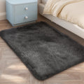 Shag Grey Small Rug 2x3 Area Rugs for Bedroom Dorm Bedside Living Room, Non-Slip Ultra Fluffy Soft Area Rugs for Entry, Kids Room, Study, Office, Playroom, Modern Small Carpet Décor