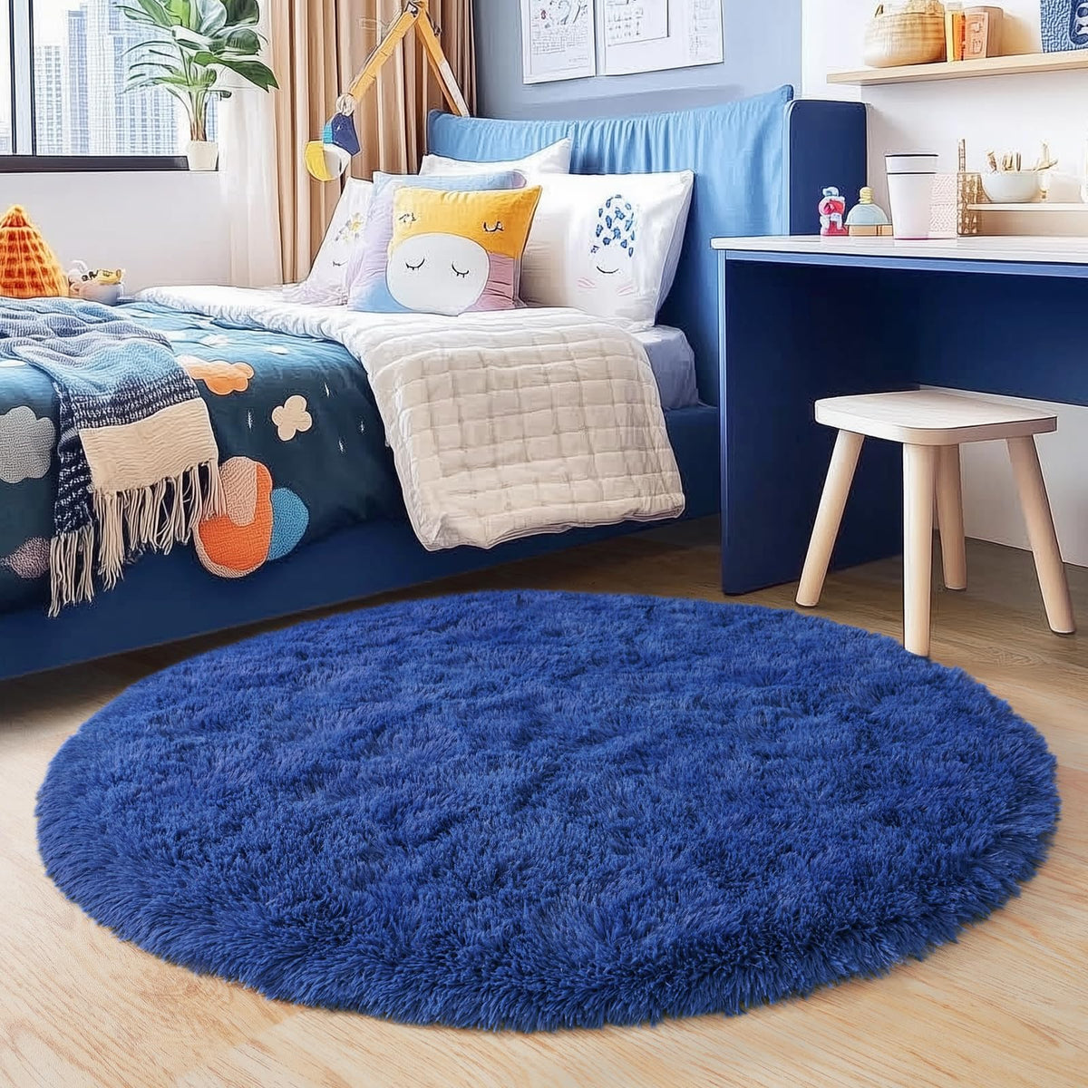 Black Rug for Bedroom, Soft Shaggy Modern Shag 4x6 Area Rugs for Living Room, Upgrade Non-Slip Plush Fluffy Carpet for Kids Boys Girls Room Dorm Home Decor Aesthetic