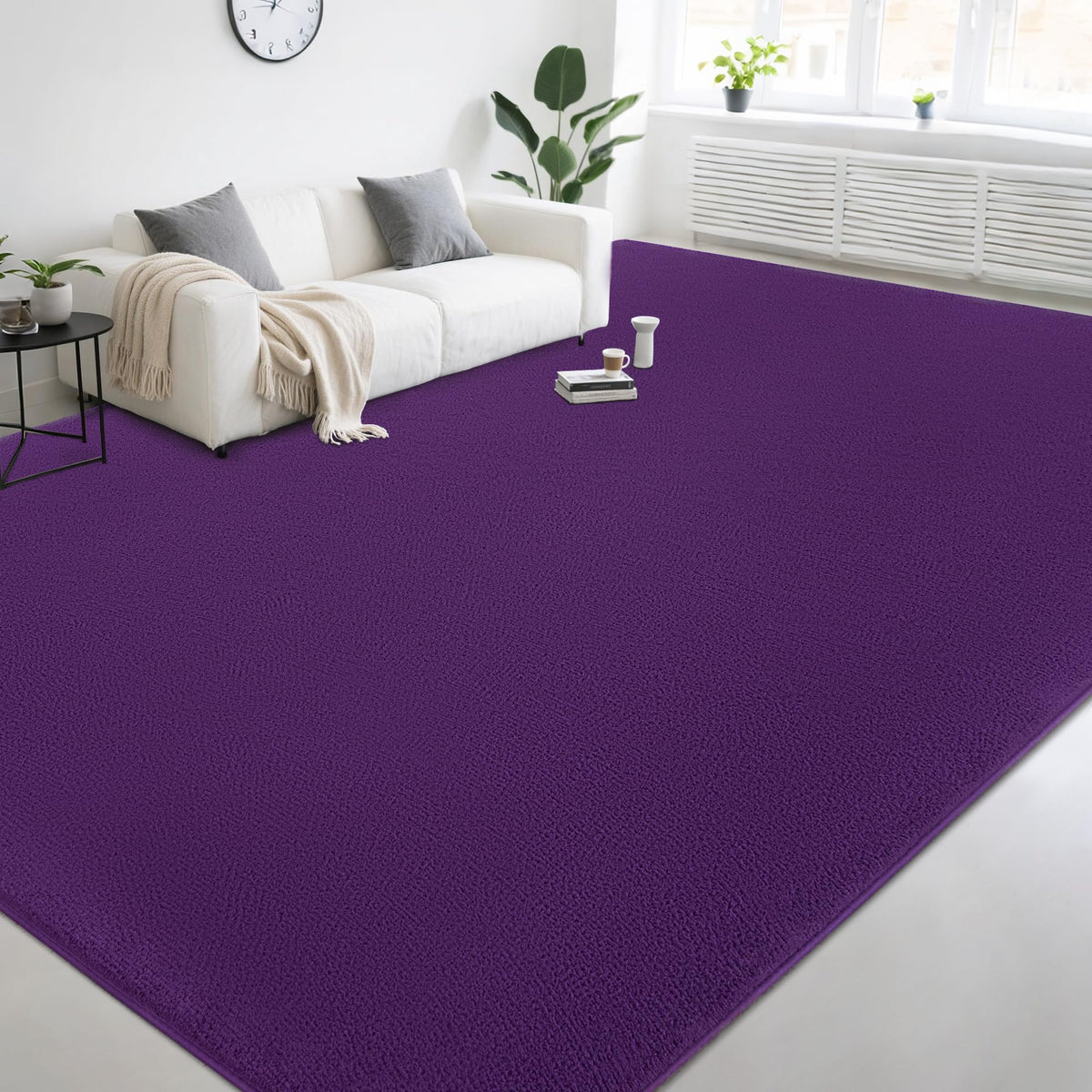 4x6 Ft Grey Modern Memory‑Foam Area Rug, Solid Indoor Carpet for Bedroom