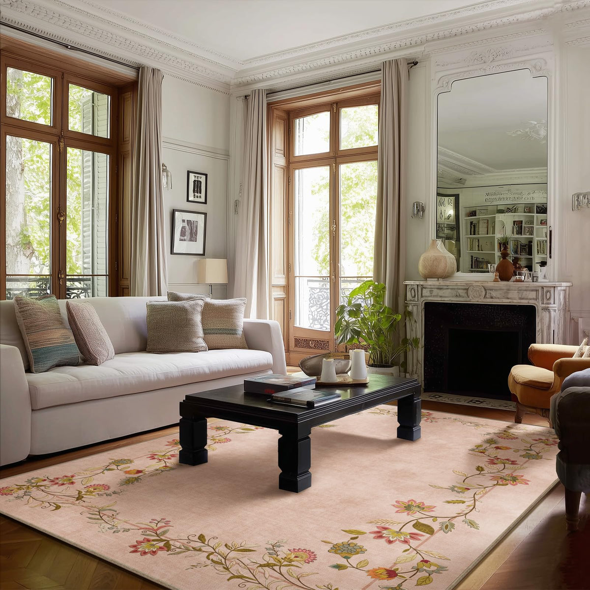 5x7 Area Rug for Living Room: Washable Bedroom Rug Non Slip Low Pile Carpet
