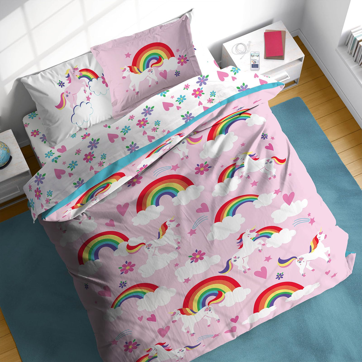 Sunny Side Up Bluey & Friends Full Comforter Set - 7 Piece Kids Bedding Includes Comforter, Sheets & Pillow Cover - Super Soft Microfiber Bed Set