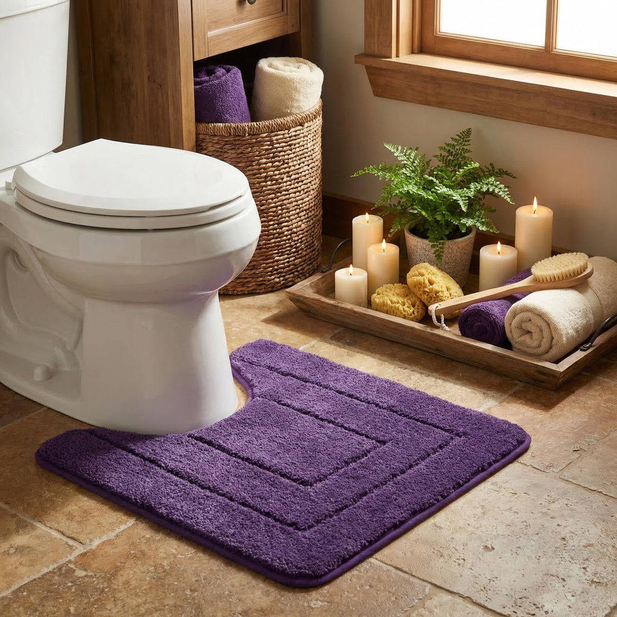 GRANNY SAYS Gray Bathroom Rug 16" x 24", Non-Slip Microfiber Bath Mat