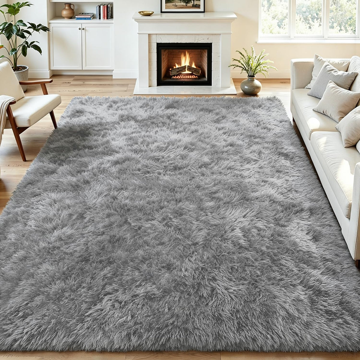 Tosuoka 4x6 Area Rugs for Bedroom, Soft Fluffy Shag Thick Black Rug