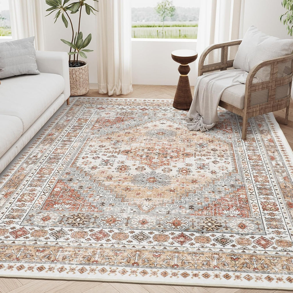 zesthome 5x7 Area Rugs for Living Room,Large Washable Rug,Orange