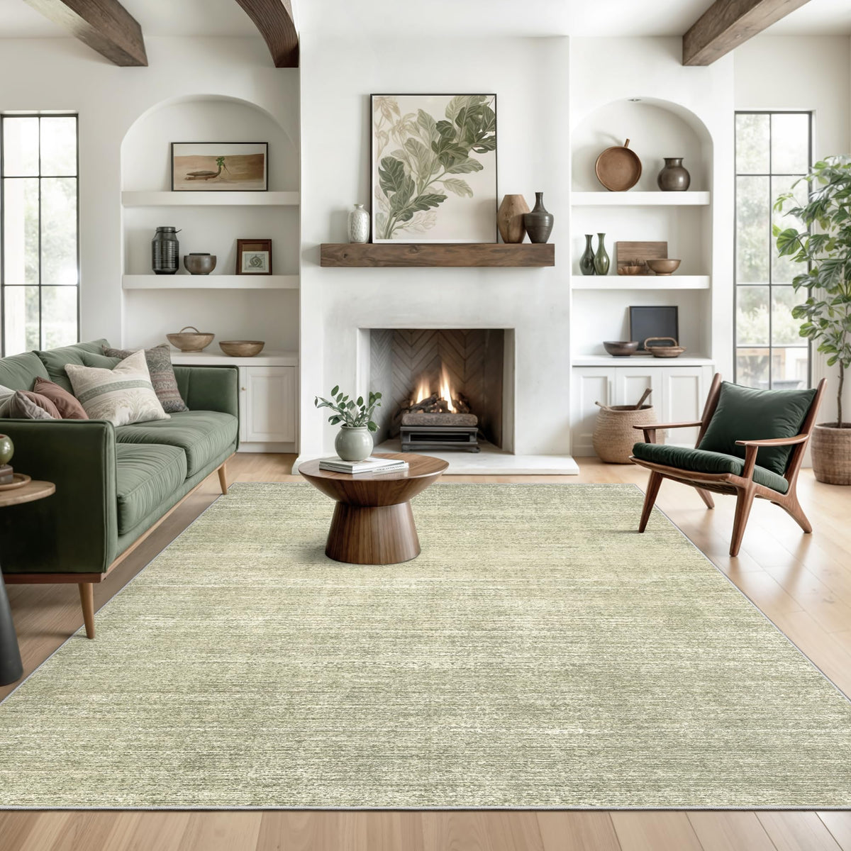 Valenrug Beige 8x10 Area Rugs for Living Room, Large Washable Rug Non Slip