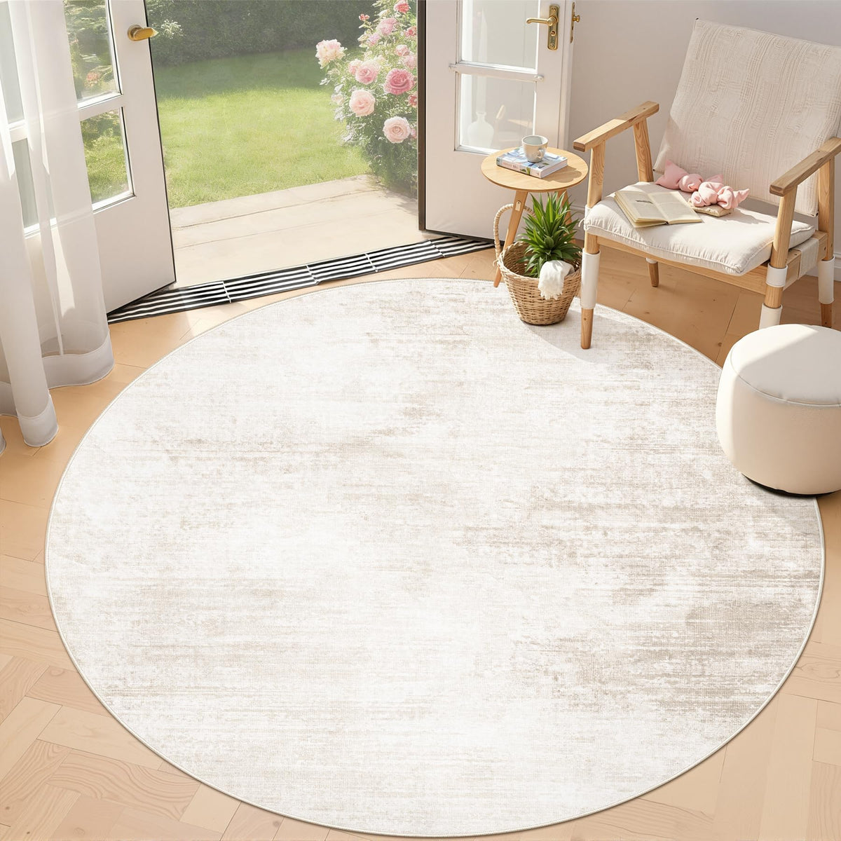 Area Rugs 5x7 Living Room: Washable Rug Modern Abstract Large Rug Soft Non Slip Neutral Rugs Stain Resistant Indoor Carpet for Bedroom Kitchen Dining Room Table Nursery Home Office Rugs(Beige,5'x7')