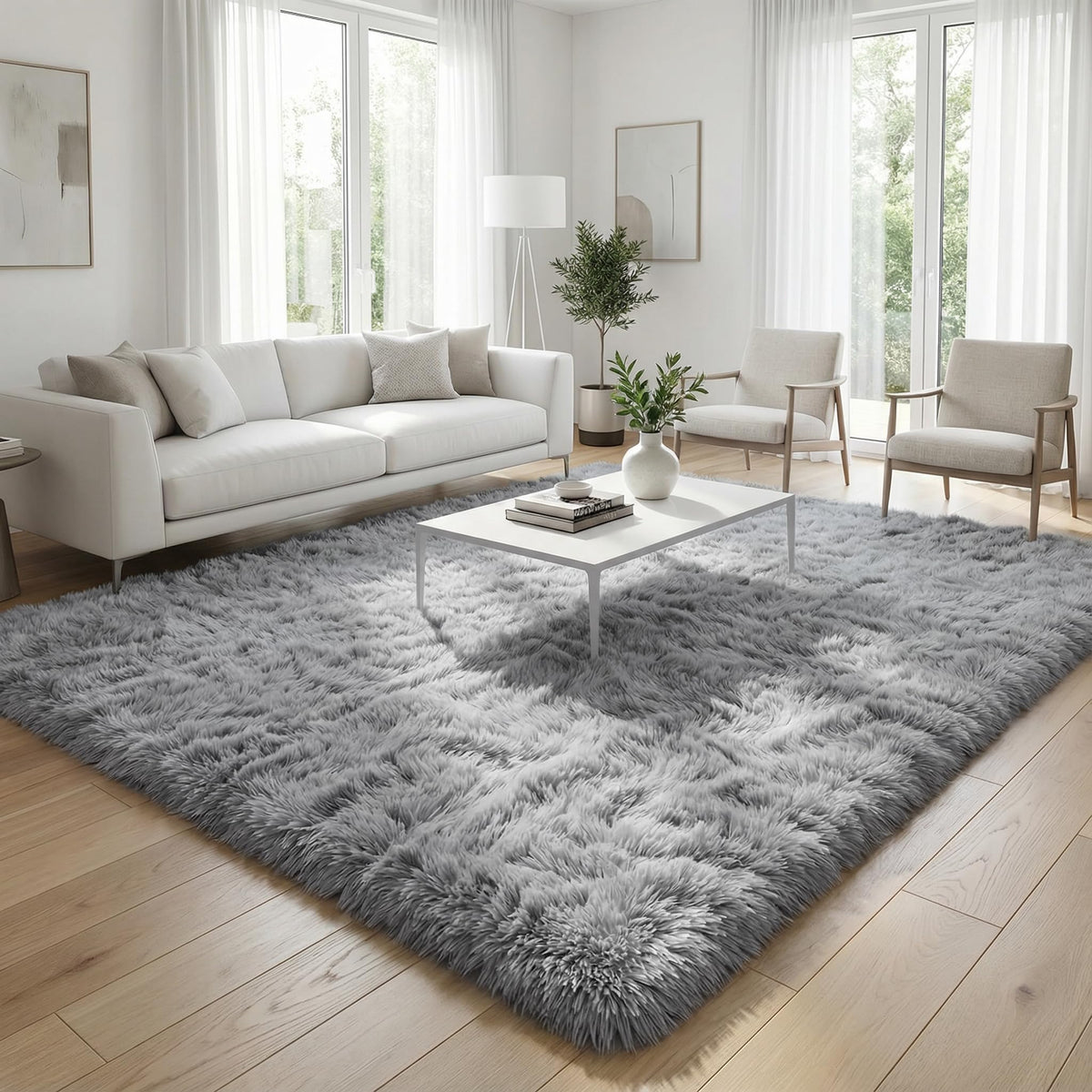 Merelax Soft Area Rug for Livingroom Bedroom, Machine Washable 4x6 Black Rugs Fluffy Shaggy Bedside Rug, Non Slip Indoor Carpet for Nursery Kids Room Home Decor Aesthetic