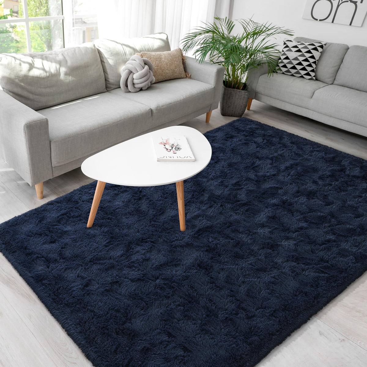 BENRON Cream White Fluffy Rugs for Living Room Bedroom 4x6, Washable