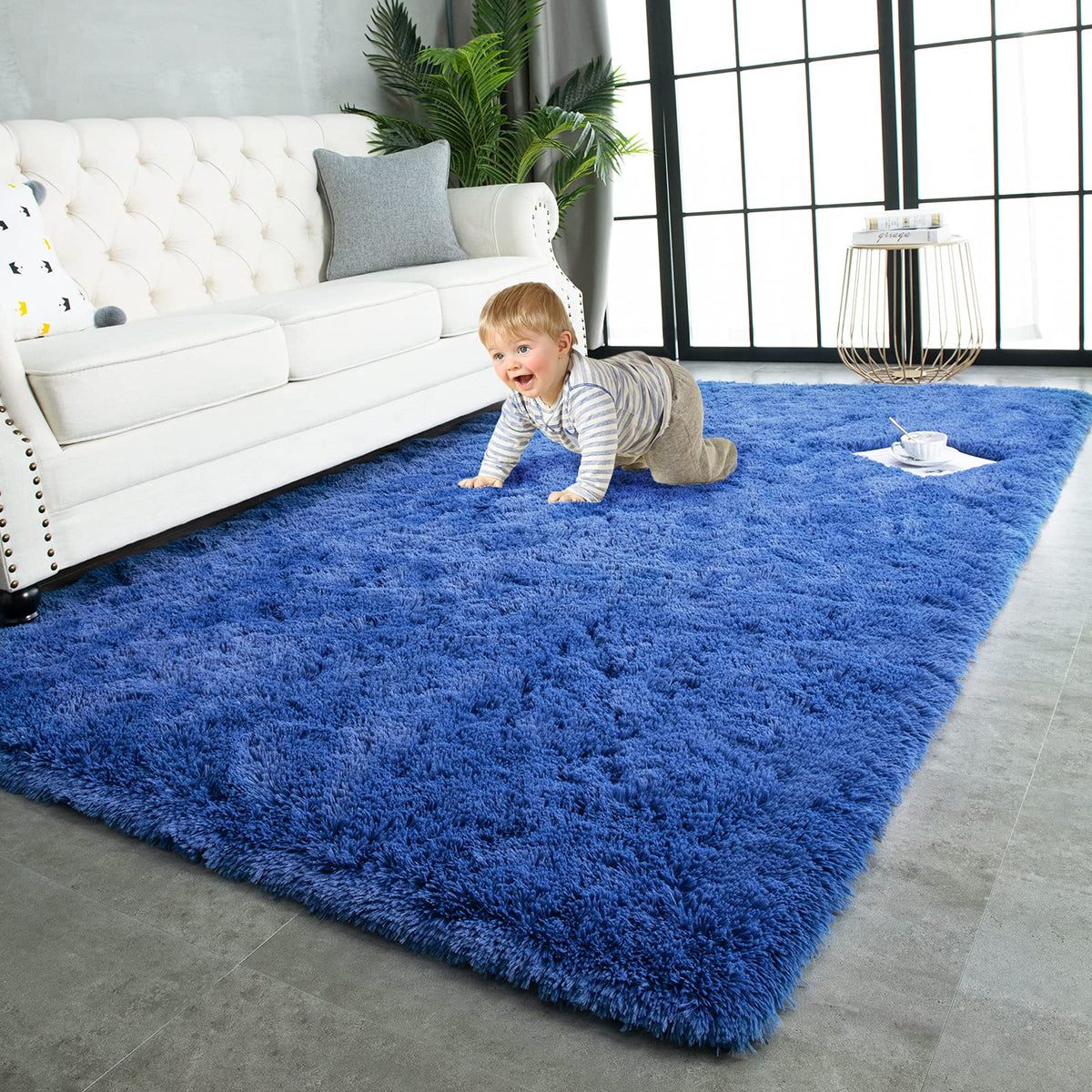 TWINNIS Super Soft Shaggy Rugs Fluffy Carpets, 4x5.9 Feet, Indoor Modern Plush Area Rugs for Living Room Bedroom Kids Room Nursery Home Decor, Upgrade Anti-Skid Rectangular Fuzzy Rug, Grey
