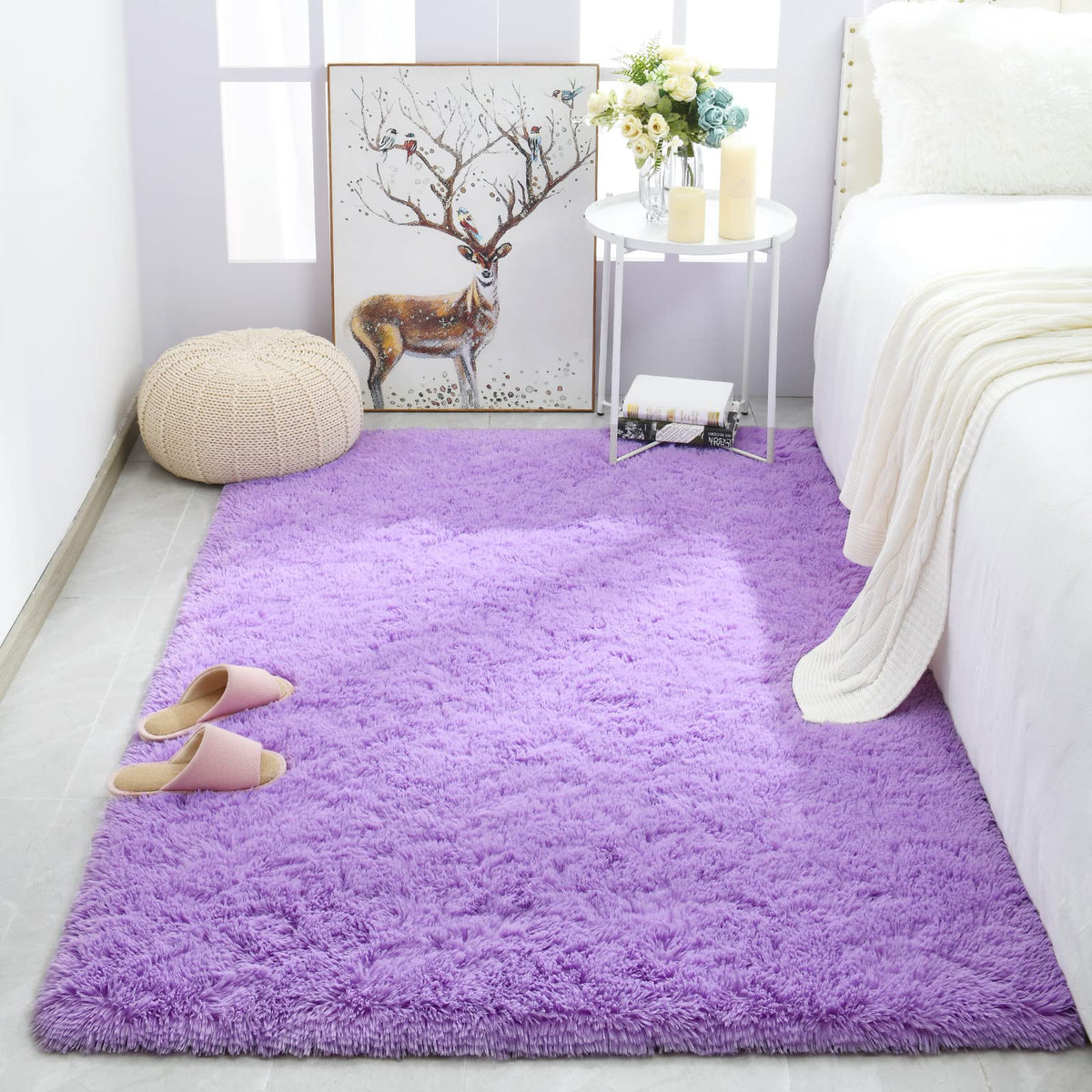 Merelax Soft Area Rug for Livingroom Bedroom, Machine Washable 4x6 Black Rugs Fluffy Shaggy Bedside Rug, Non Slip Indoor Carpet for Nursery Kids Room Home Decor Aesthetic